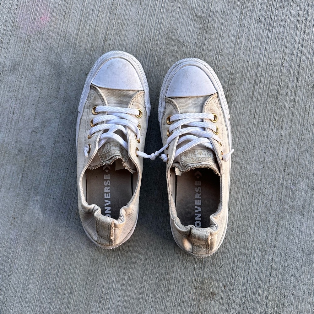 Converse Cream Canvas Sneakers Slip on